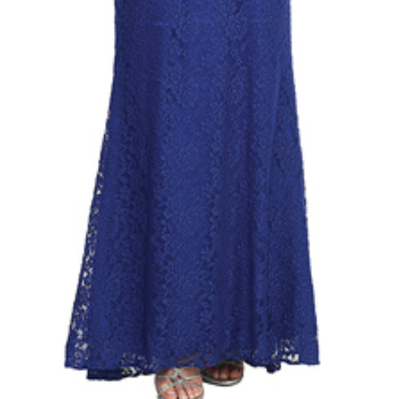 New Royal Blue Strapless Lace Mermaid Gown Dress - Picture 2 of 3
